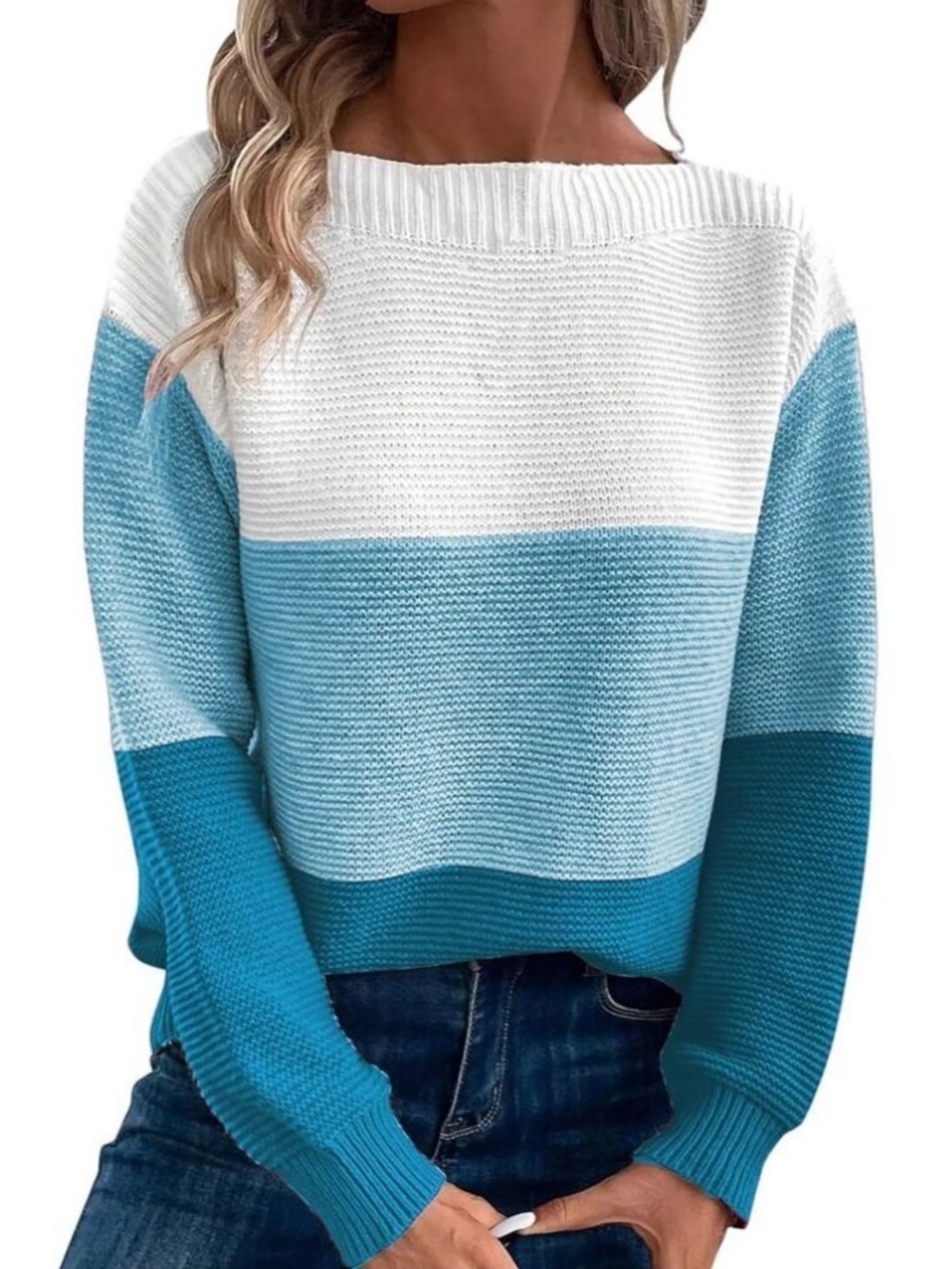 Long Sleeve Crew Neck Colour Block Fall Fashion Sweater